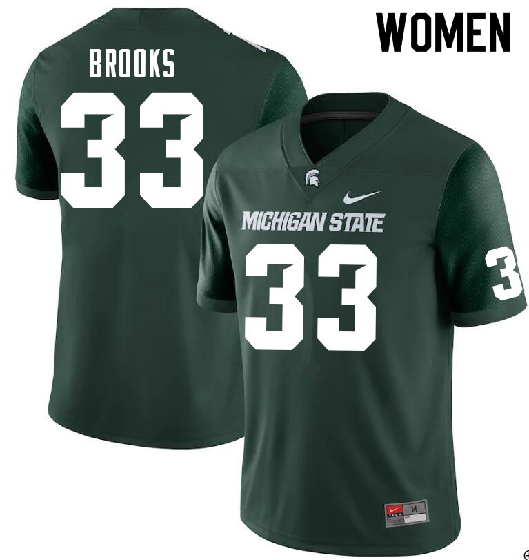 Women #33 Kendell Brooks Michigan State Spartans College Football Jerseys Sale-Green
